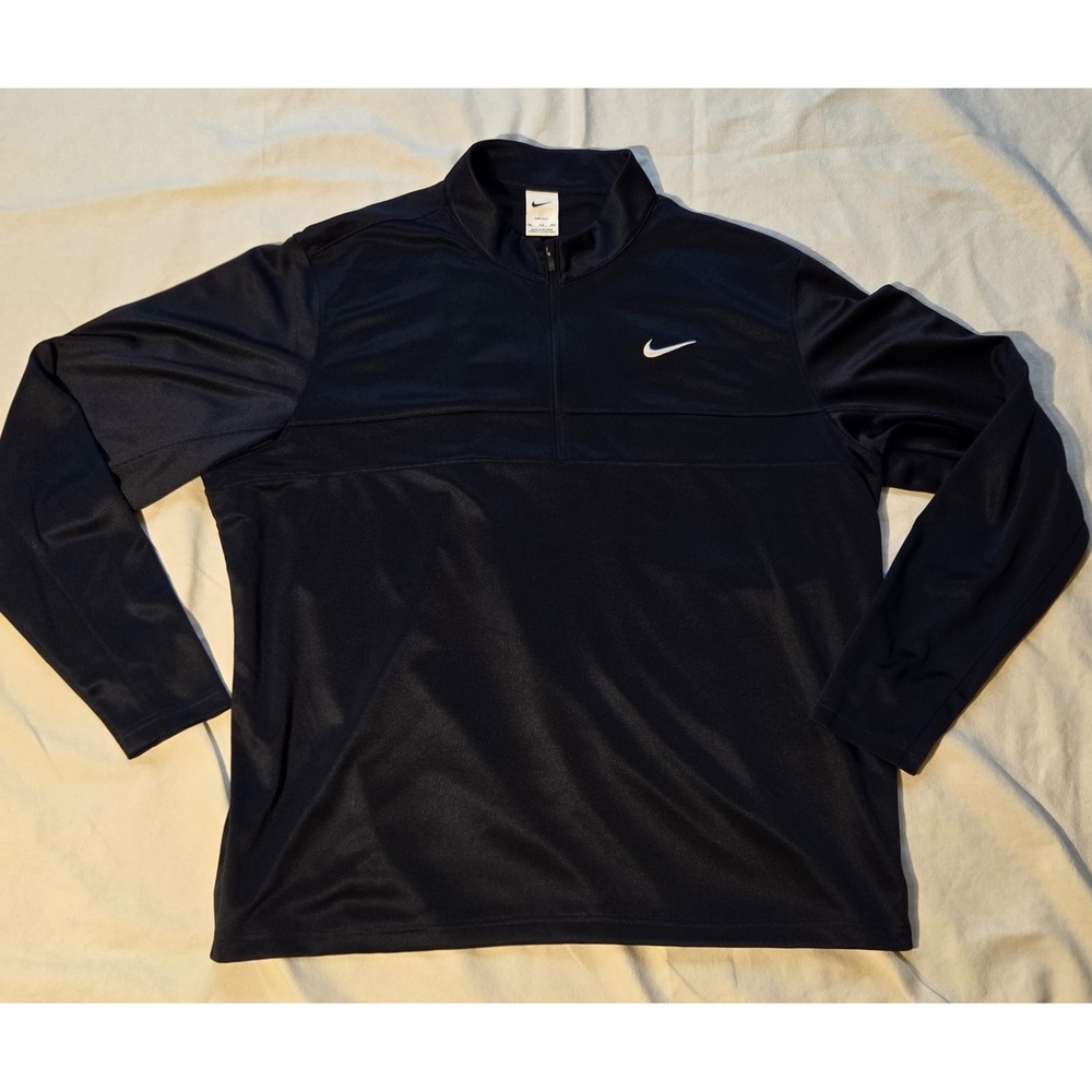 Nike Dri-FIT 1/4 Zip Pullover Men's XXL Black Long Sleeve Performance Golf